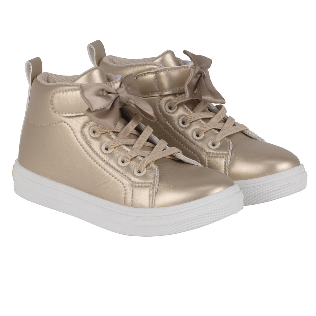 ADee BOWTIQUE Light Gold Bow Hi Top Trainers – Theodore Couture