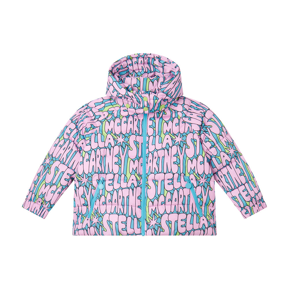 Stella McCartney Lilac Bubble Logo Hood Coat
