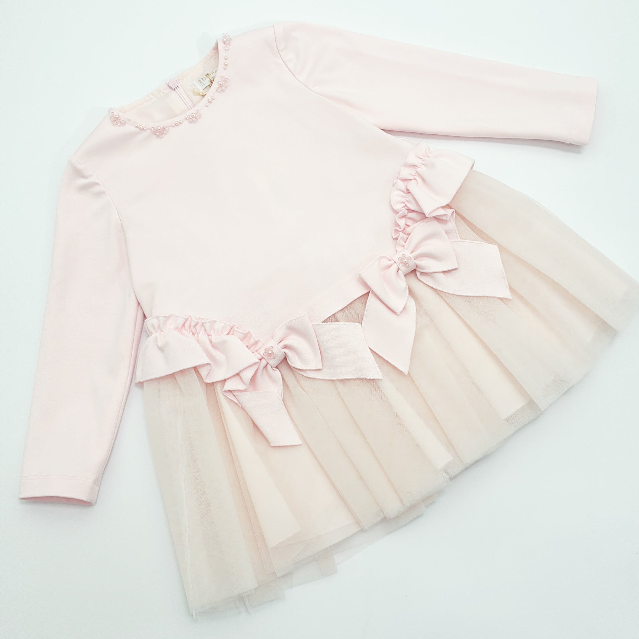 AW25 Bimbalo Pink Beads & Bows Tulle Dress