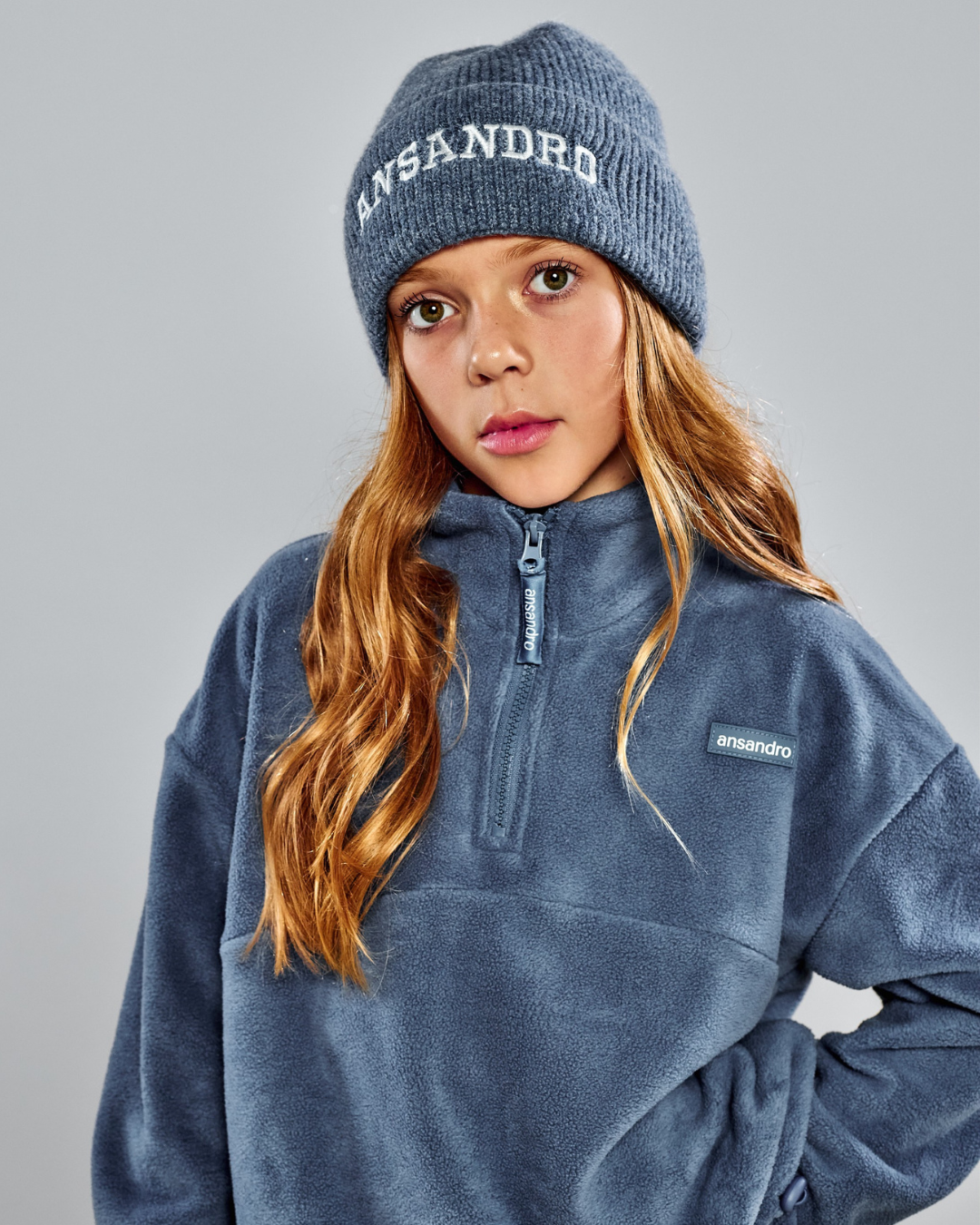 Ansandro Girls Slate Funnel Neck Fleece