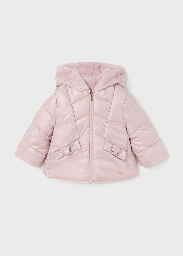 AW23 Mayoral Pink Reversible Faux Fur Bows Jacket / Coat