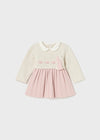 AW23 Mayoral Pink & White Collar Pleated Knit Dress