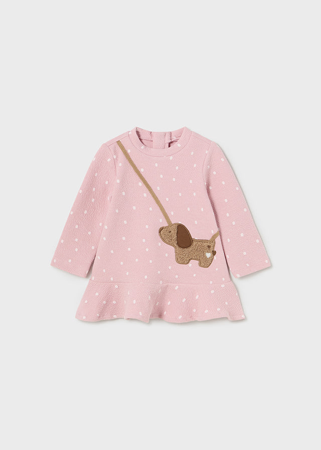 AW23 Mayoral Pink & White Spotted Dog Dress