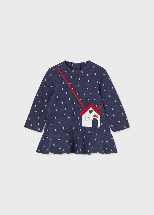 AW23 Mayoral Navy Blue & White Spotted House Dress