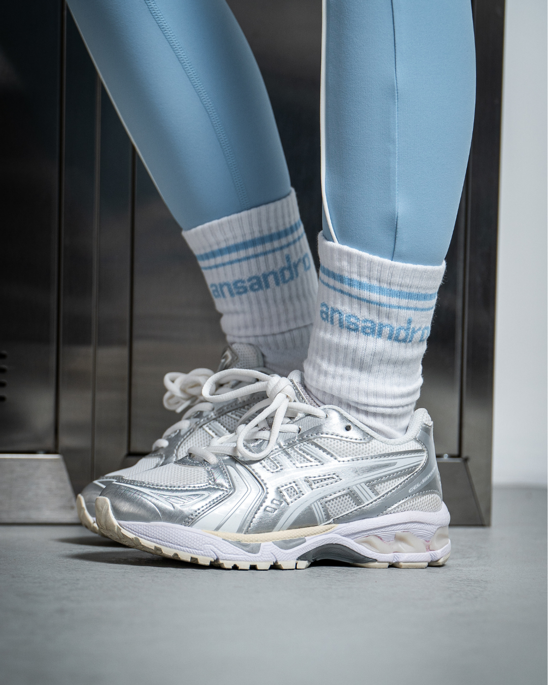 SS26 Ansandro Powder Blue & White Logo Socks