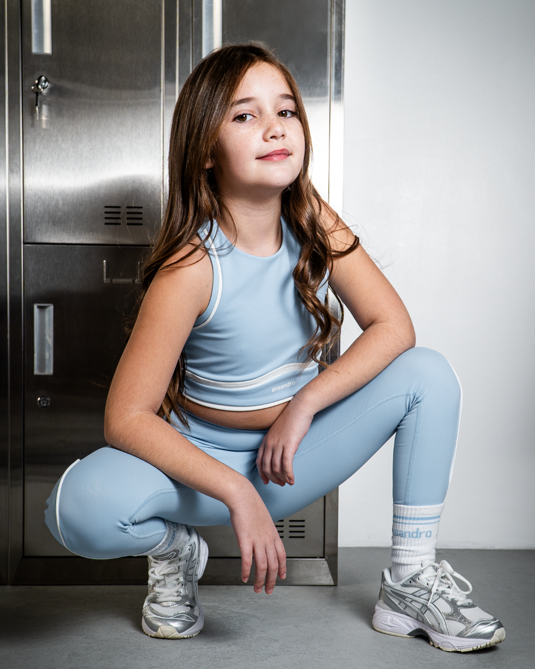 SS26 Ansandro Powder Blue & White Piping Tank & Leggings Set