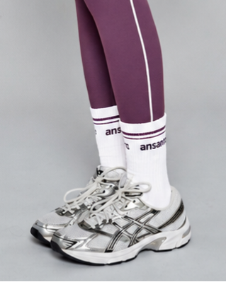 Ansandro Girls White & Plum Half Crew Socks