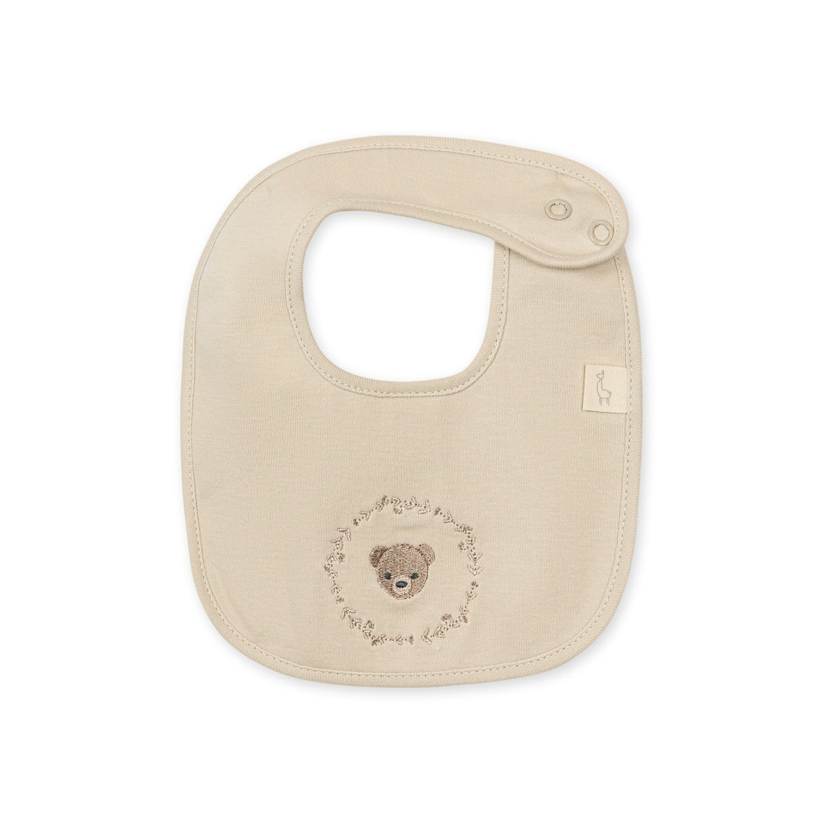 Baby Gi Unisex Taupe Cotton Bear Bib