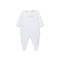 Baby Gi Girls White Velour Bow Embroidered Babygrow