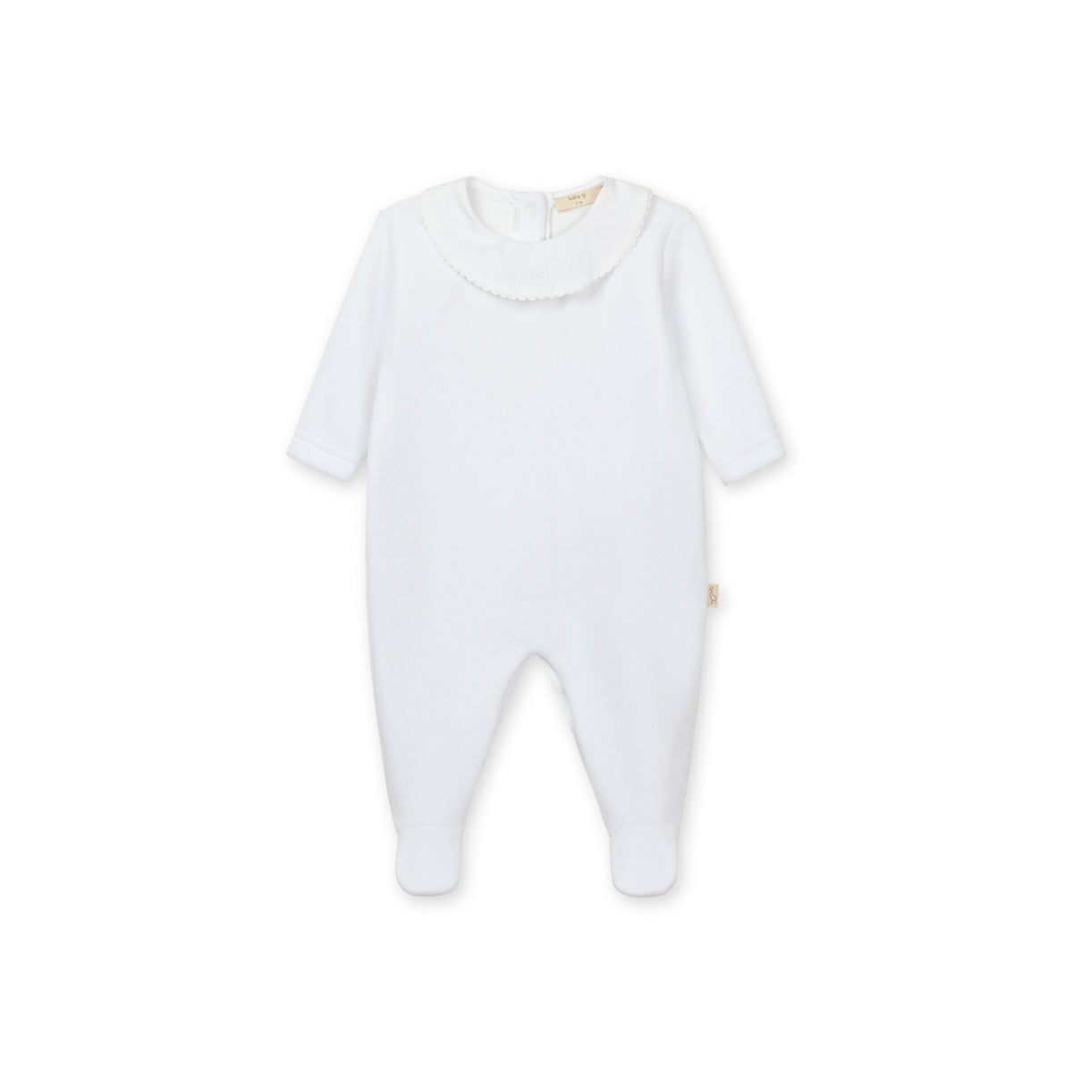Baby Gi Girls White Velour Bow Embroidered Babygrow