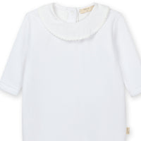 Baby Gi Girls White Velour Bow Embroidered Babygrow