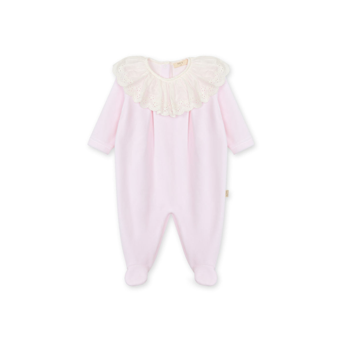 Baby Gi Girls Pink Velour Broderie Anglaise Babygrow