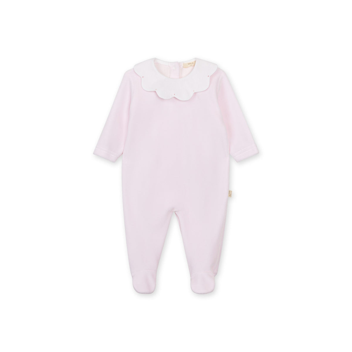 Baby Gi Girls Pink Velour Scallop Babygrow