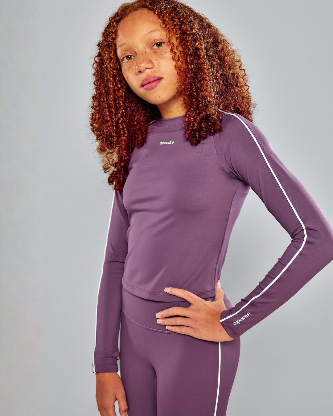 Ansandro Girls Plum Athletic Top & Leggings Set