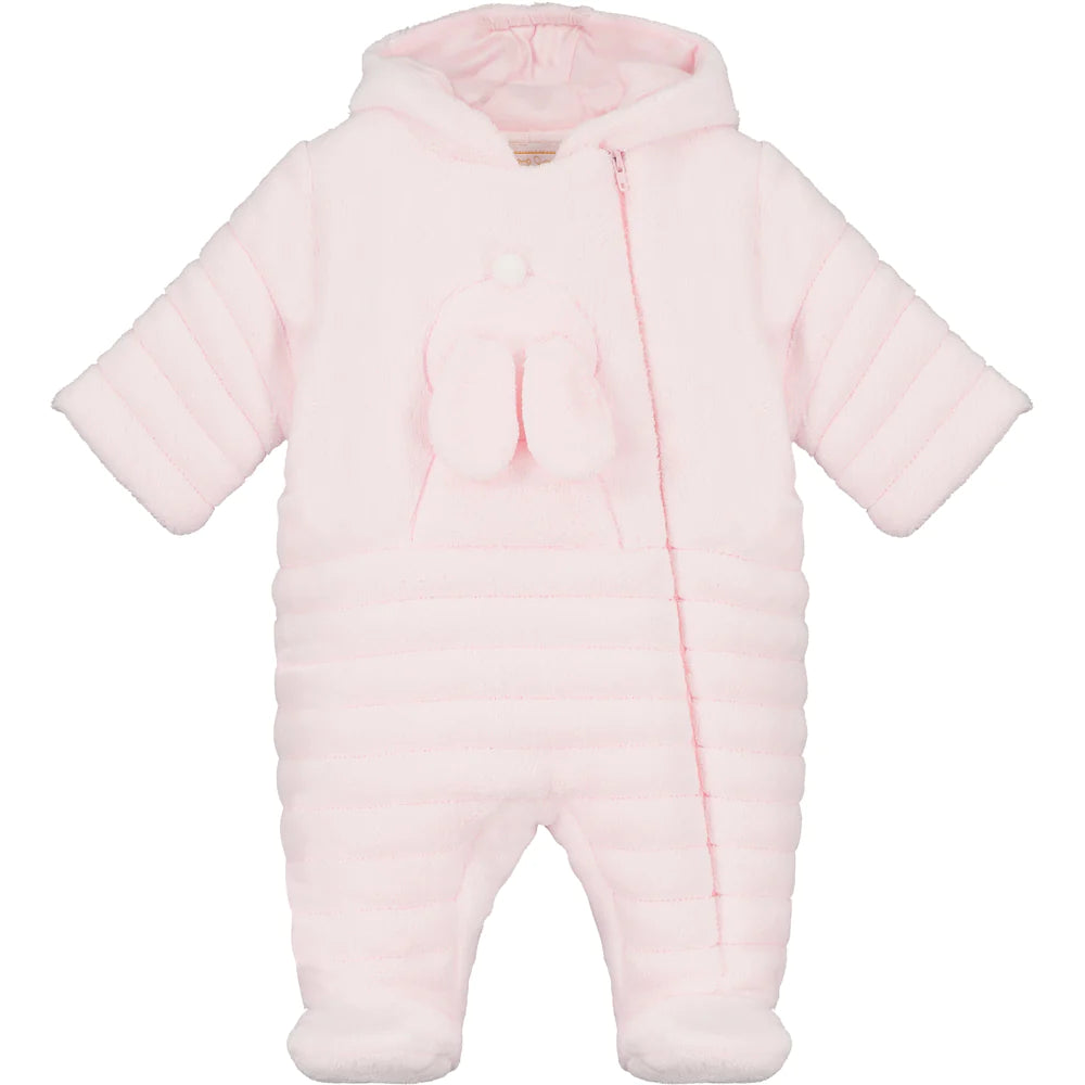 AW23 Emile Et Rose ALISON Pink Bunny Fleece Hooded Pramsuit