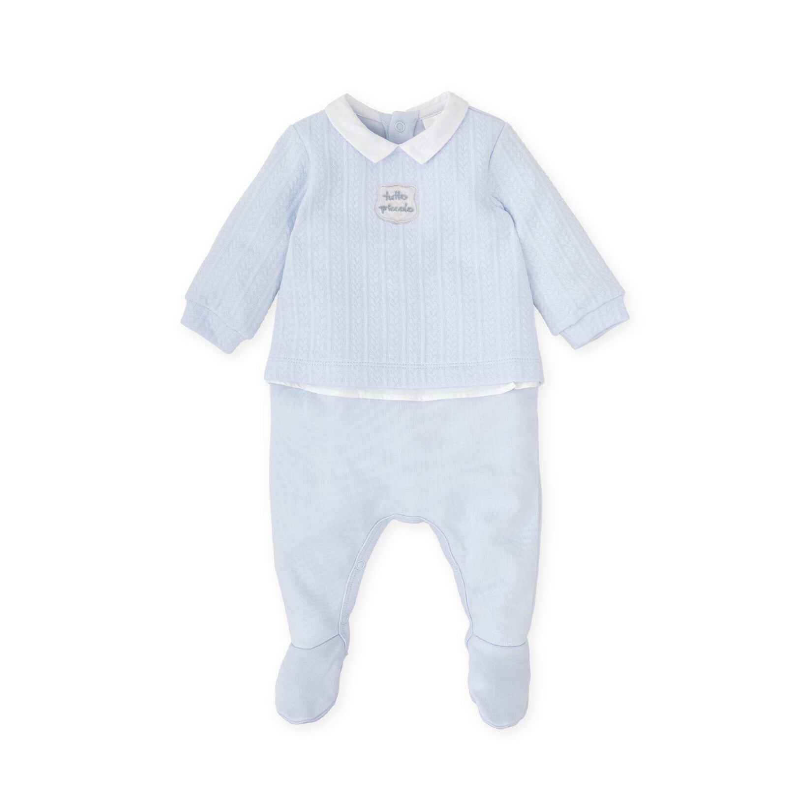 PREORDER AW25 Tutto Piccolo Blue & White Logo Badge Babygrow
