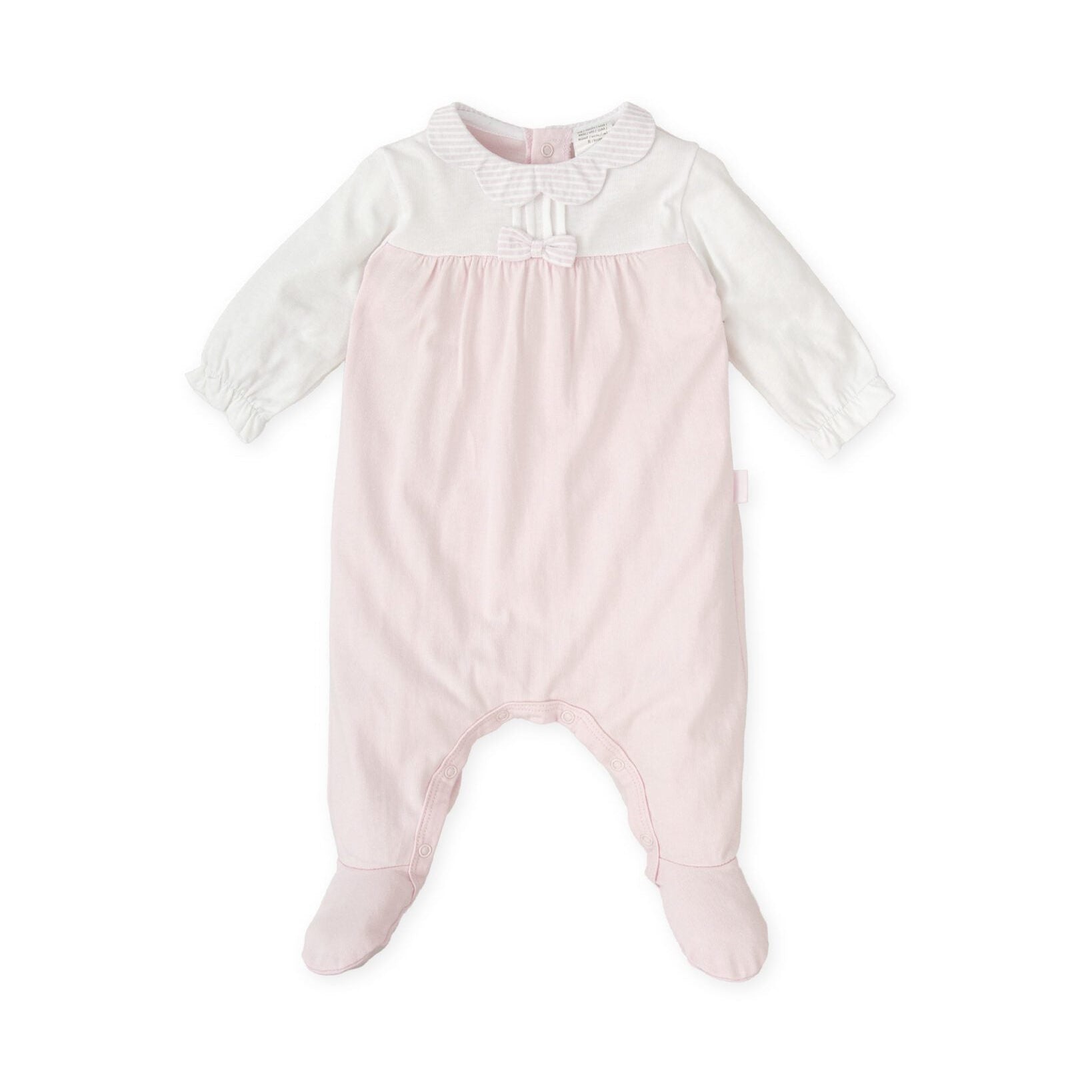 SS26 Tutto Piccolo Pink & White Striped Scallop Bow Babygrow