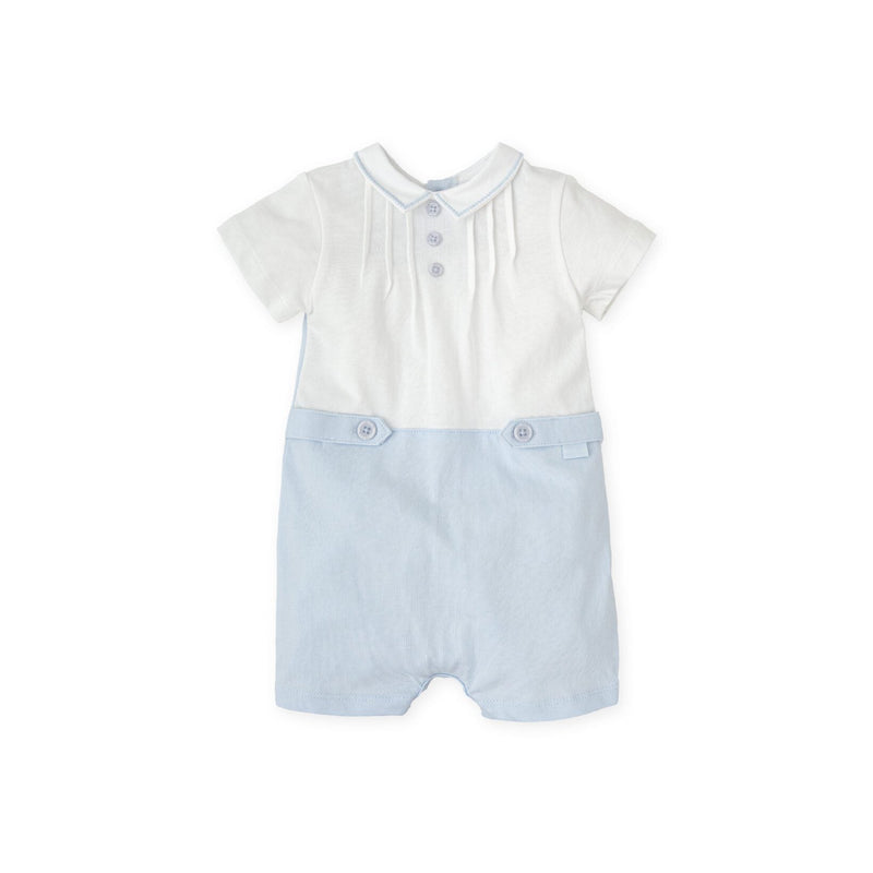 SS25 Tutto Piccolo Blue & White Button Romper