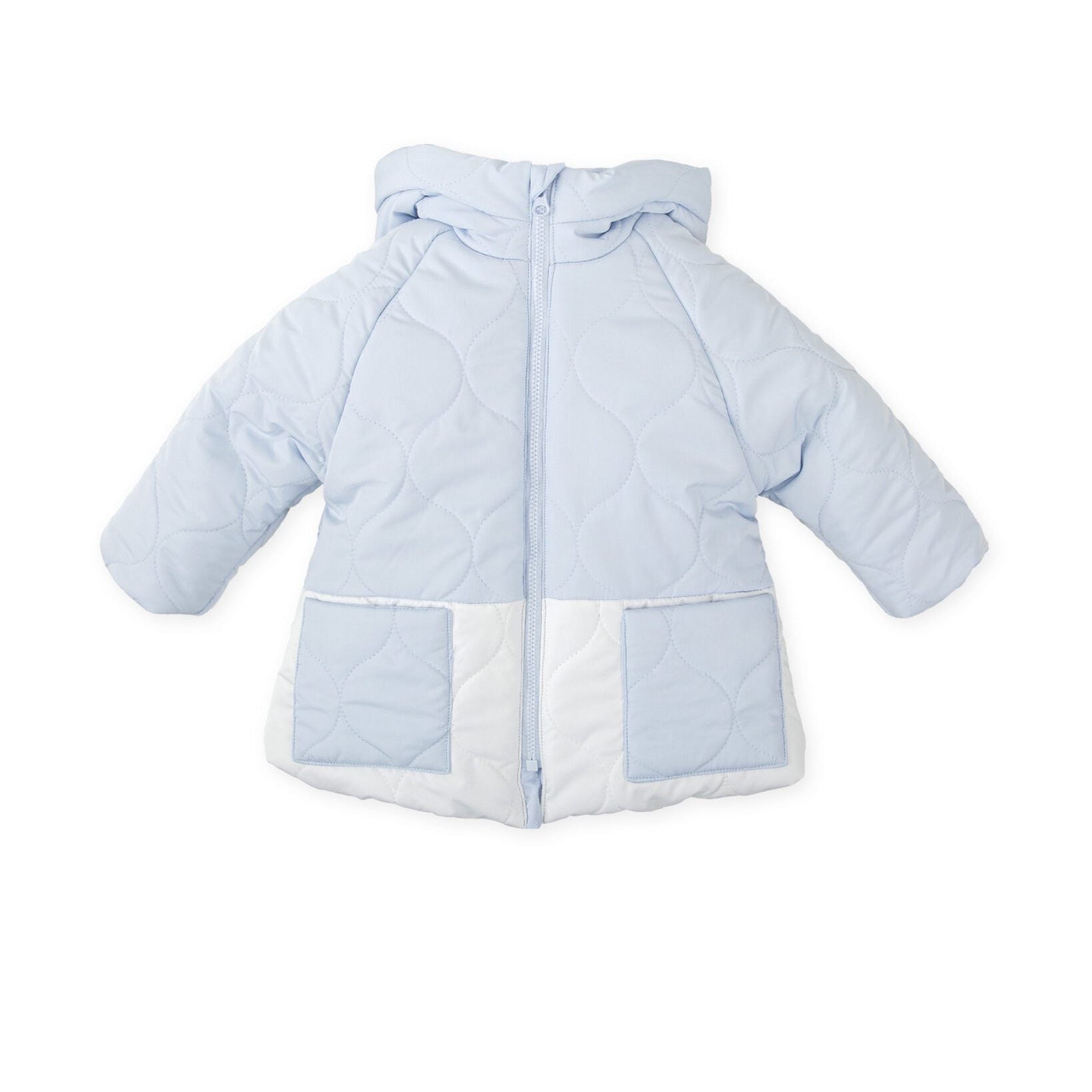 AW25 Tutto Piccolo Blue & White Panel Hooded Coat