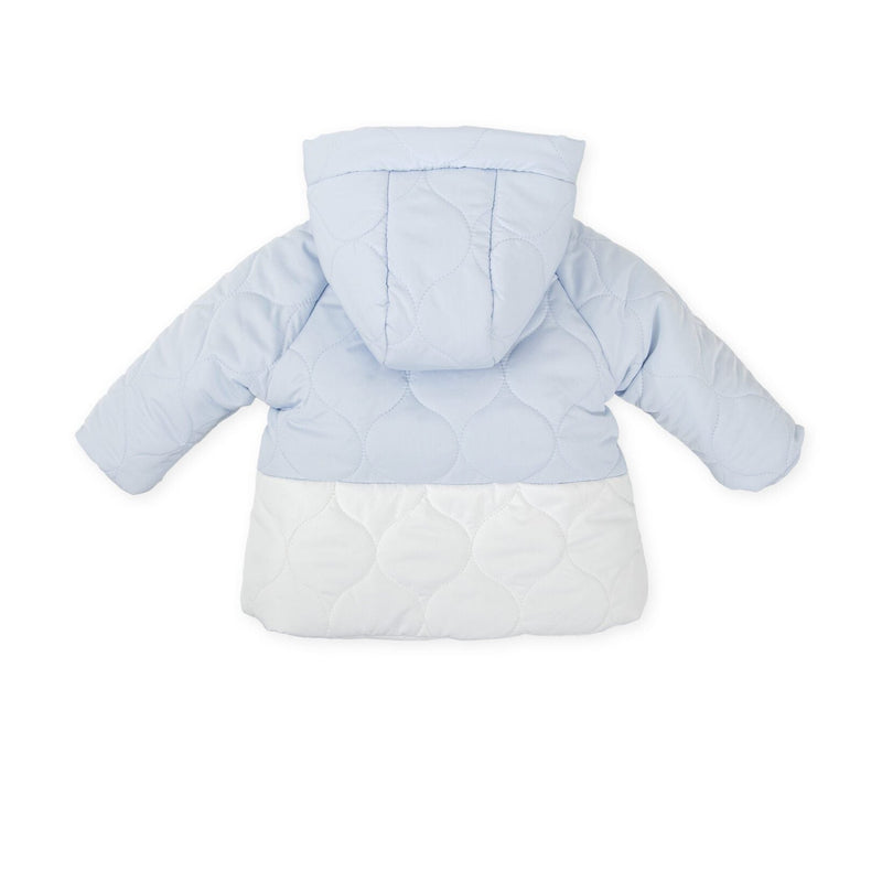 AW25 Tutto Piccolo Blue & White Panel Hooded Coat