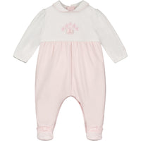 Emile Et Rose FRAN Pale Pink & White Bouquet Bow Babygrow