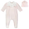 Emile Et Rose FERN Pale Pink & White Floral Heart Babygrow With Hat