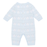 Emile Et Rose HARRY Pale Blue & White Knit Teddy Bear All In One With Hat