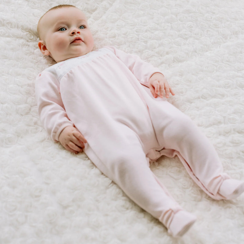 Emile Et Rose HARRIET Pale Pink & White Floral Babygrow