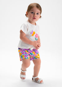 SS26 Mayoral Purple Bee Floral Three Piece Shorts Set