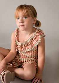 SS26 Mayoral Orange Multicoloured Asymmetric Knit Shorts Set