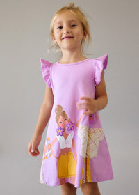 SS26 Mayoral Purple Three Girls Frill Dress