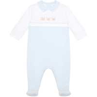 SS25 Emile Et Rose JASPER Pale Blue & White Teddies Babygrow