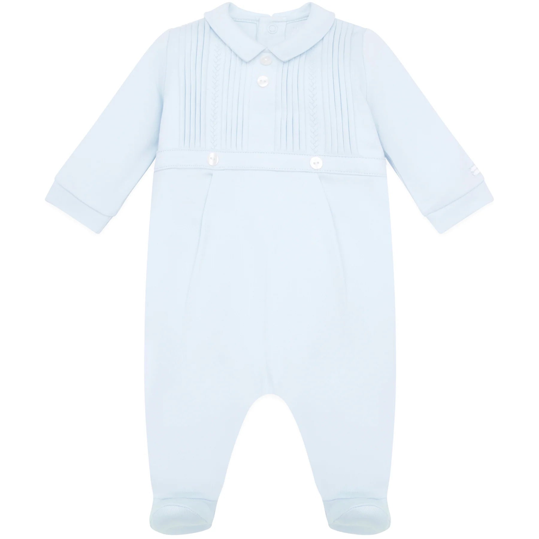 SS25 Emile Et Rose JIMMY Pale Blue Pleated Buttons Babygrow