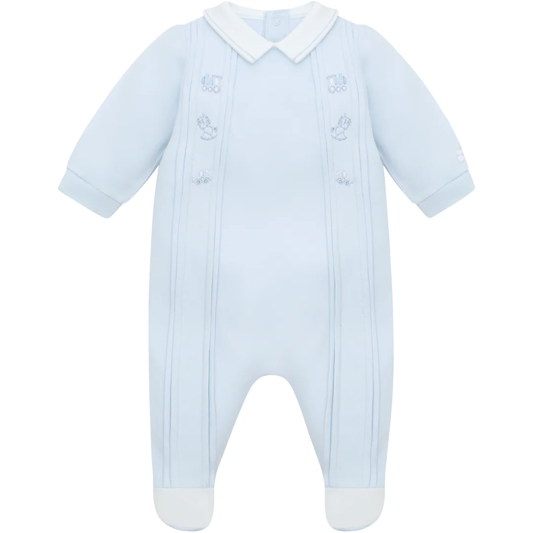 SS26 Emile Et Rose LEWIS Blue Toy Embroidered Babygrow