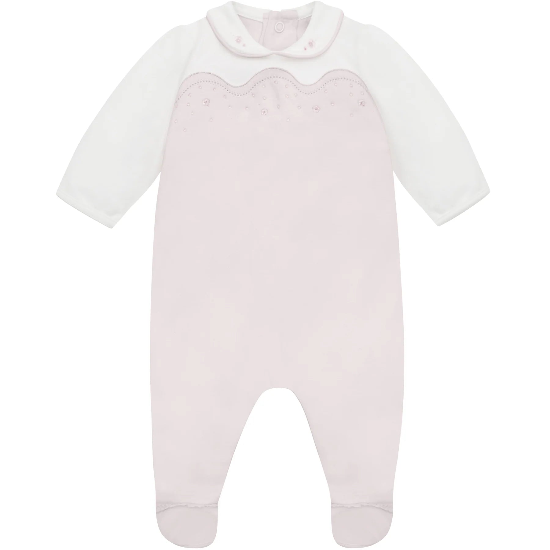 SS26 Emile Et Rose LEAH Pink & White Scallop Embroidered Babygrow
