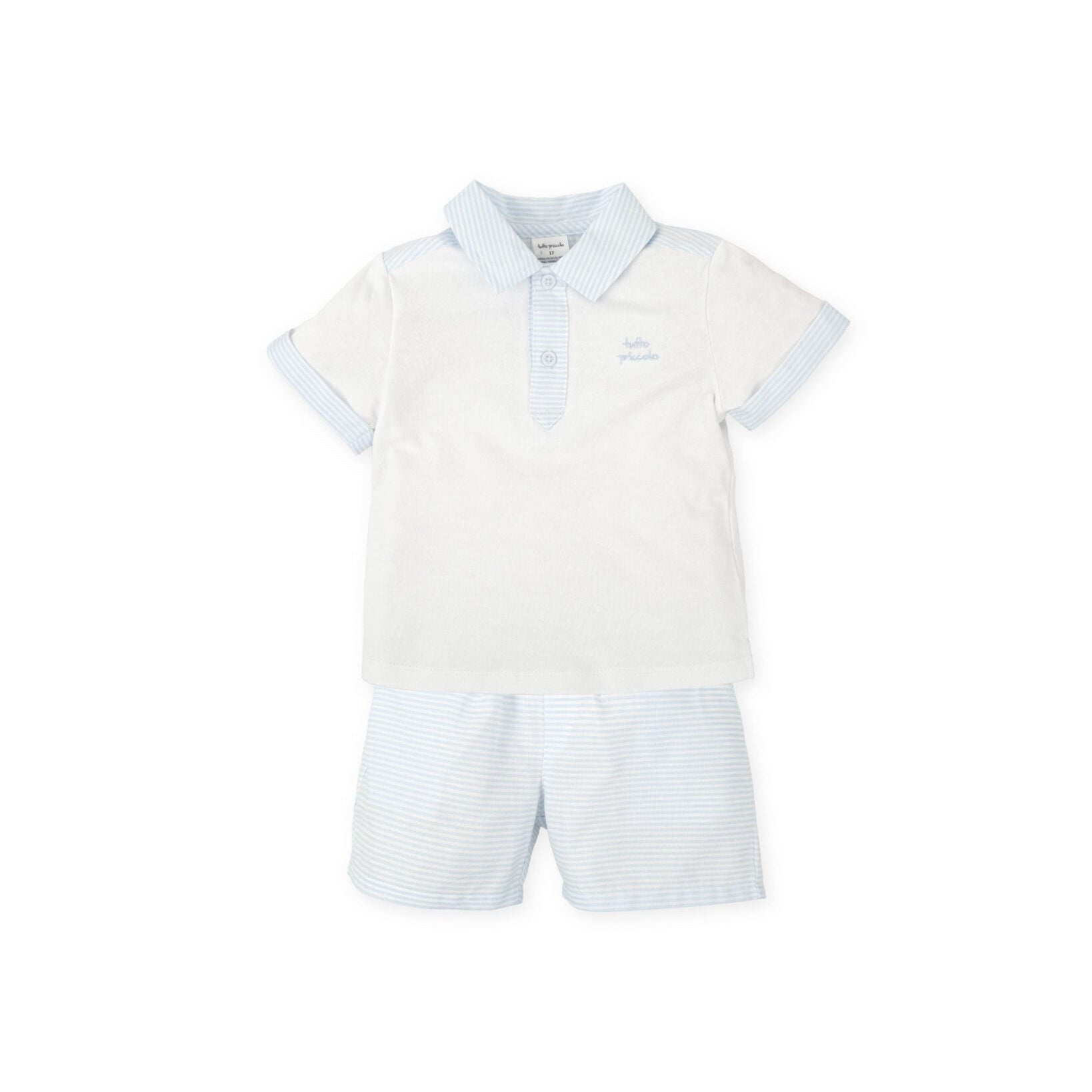 SS26 Tutto Piccolo Blue & White Striped Polo Shorts Set
