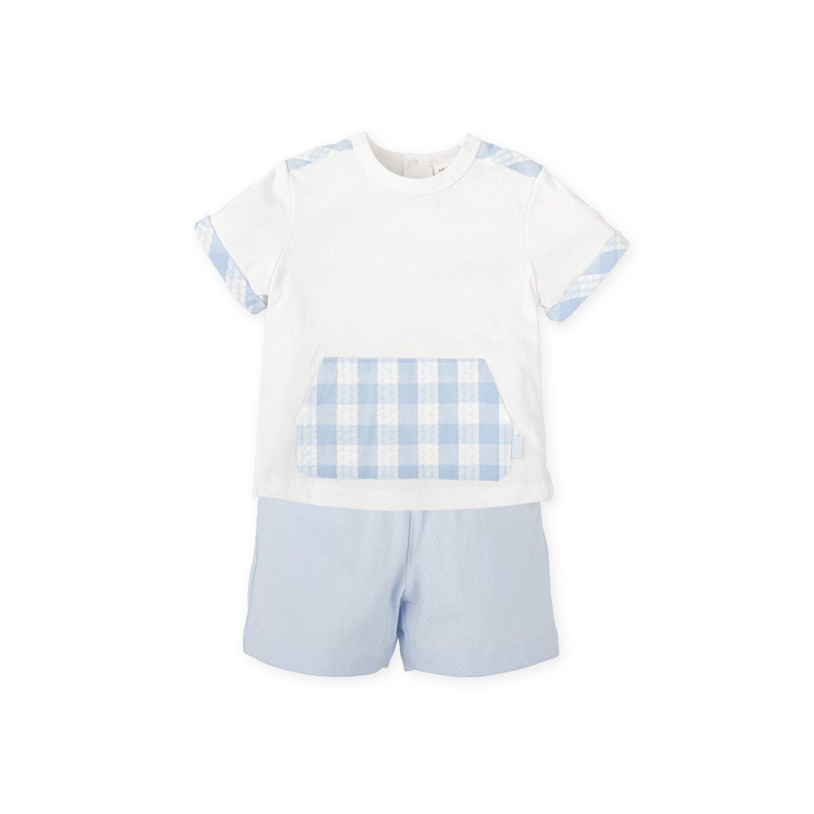 SS26 Tutto Piccolo Blue & White Checked Panel Shorts Set