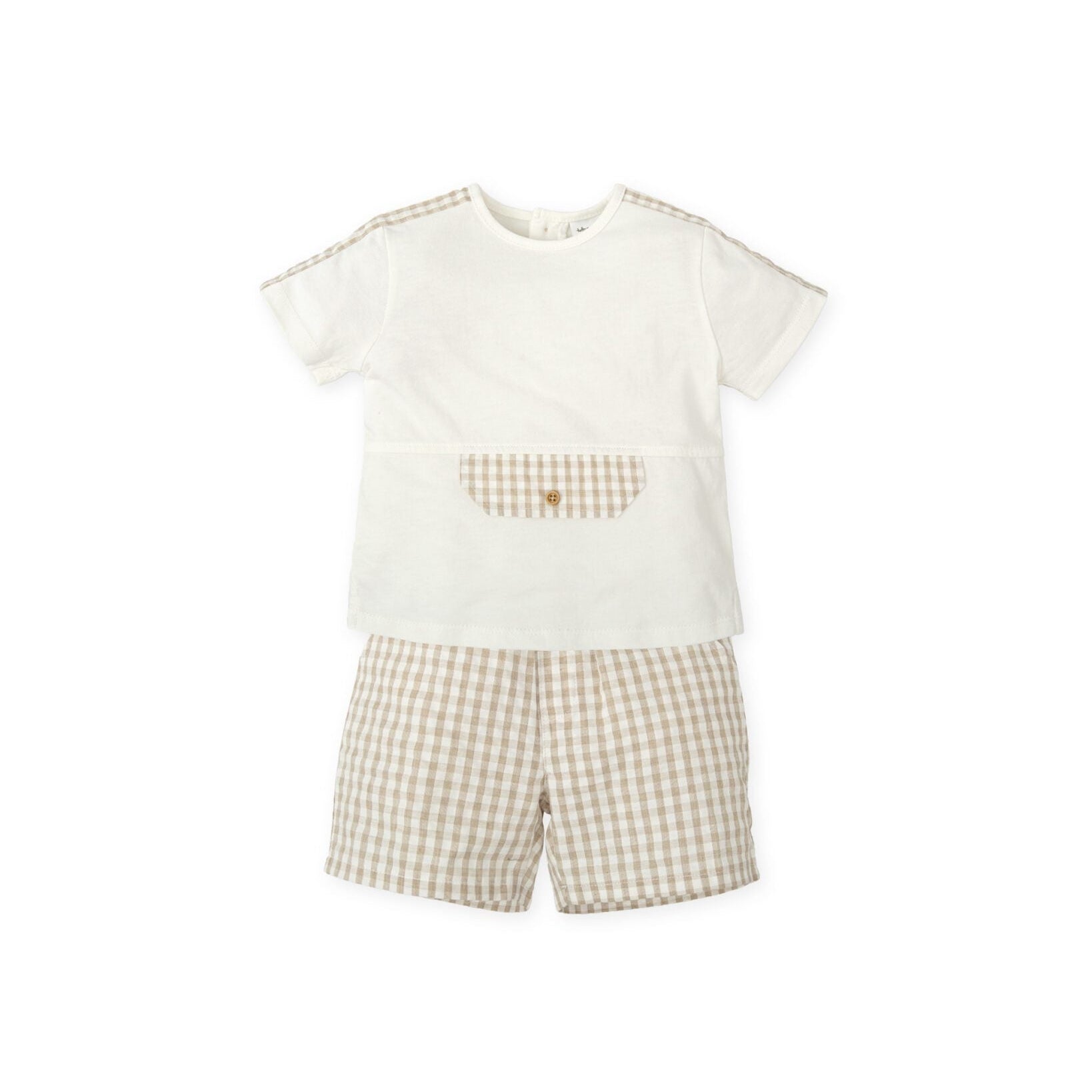 SS25 Tutto Piccolo Beige & White Check Shorts Set
