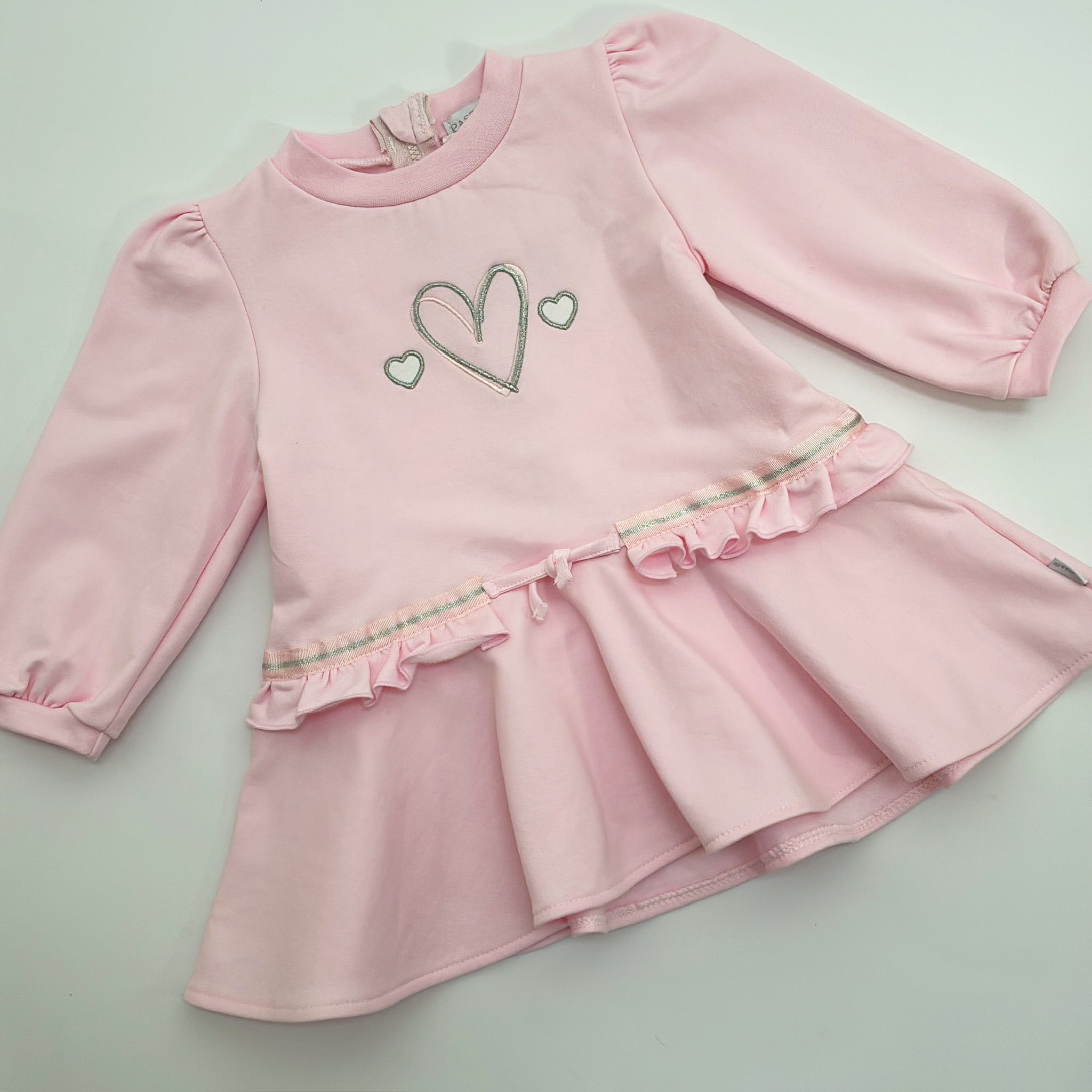 AW25 Pastels & Co SOPHIE Pink & Silver Hearts Frill Dress