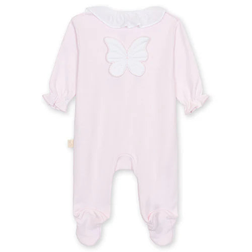Baby Gi Pale Pink Cotton Butterfly Frill Babygrow