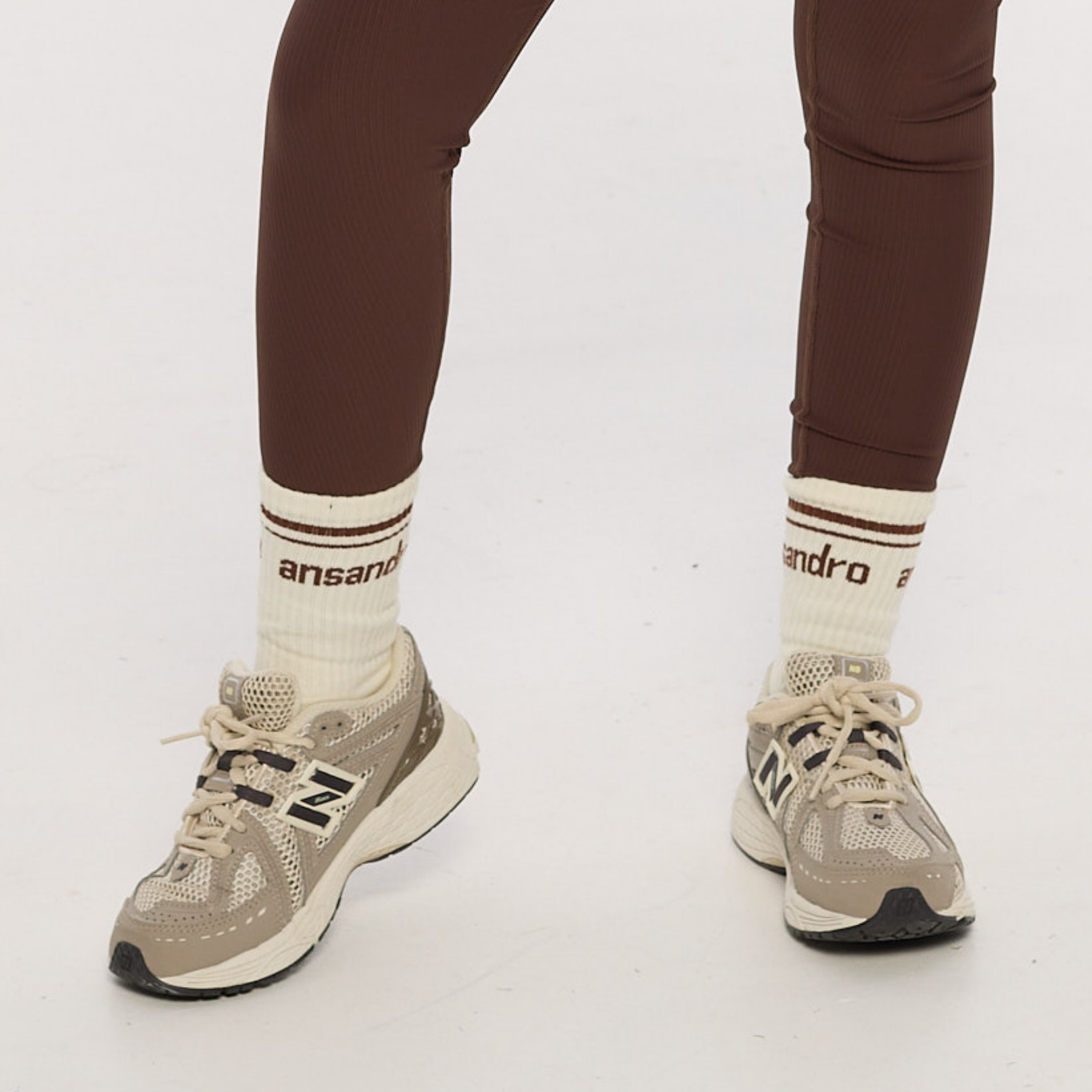 AW25 Ansandro Chocolate Brown & Cream Logo Socks