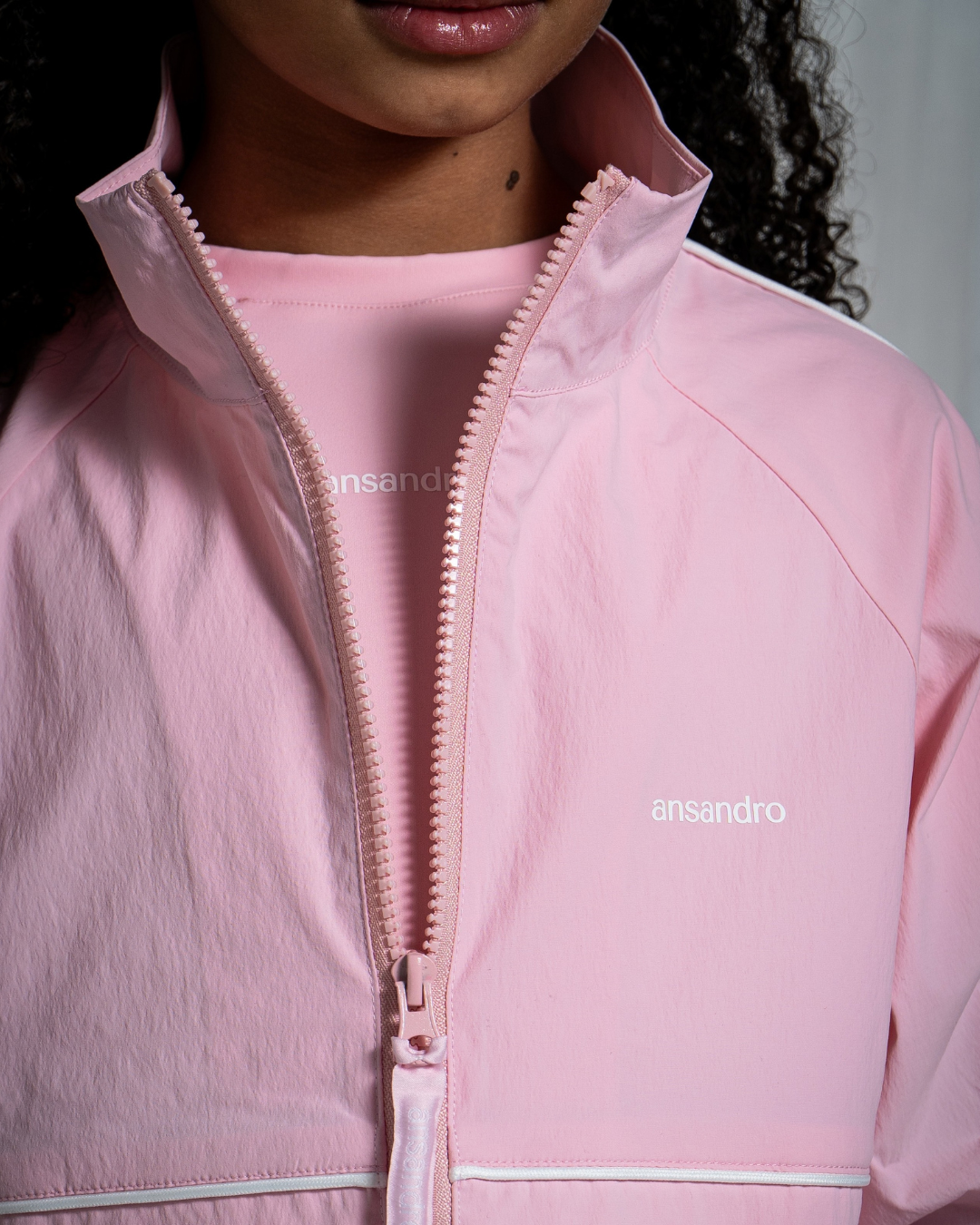 SS26 Ansandro Blush & White Piping Windbreaker Jacket