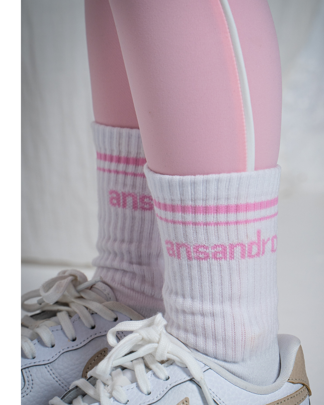 SS26 Ansandro Blush & White Logo Socks