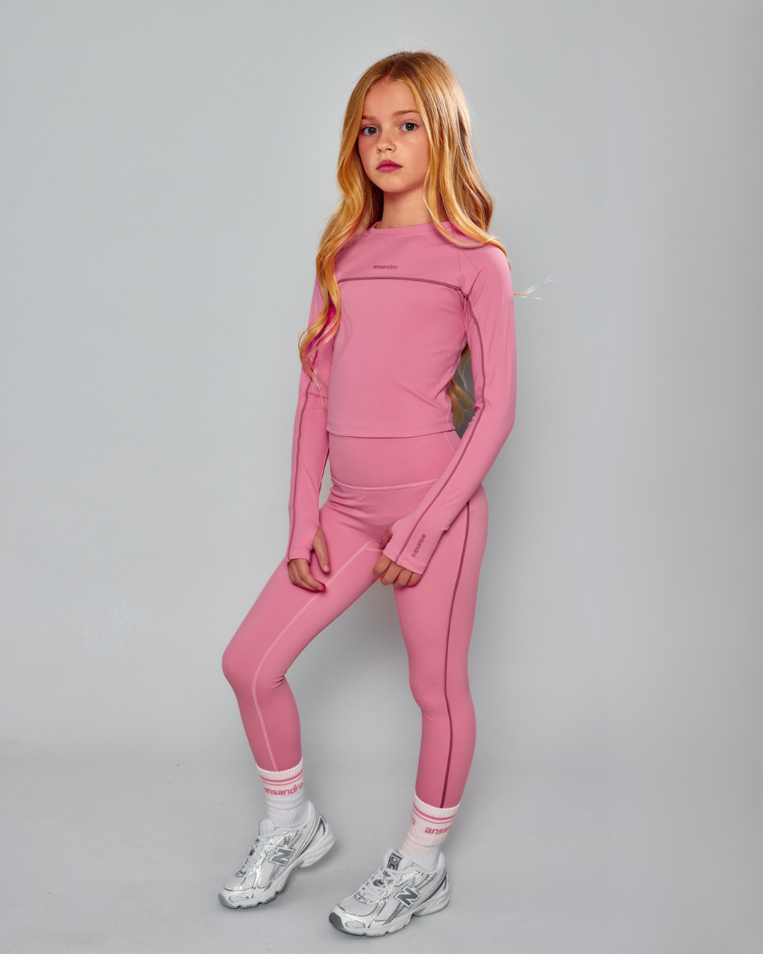 Ansandro Girls Dusty Rose Athletic Top & Leggings Set