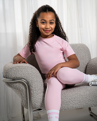 SS26 Ansandro Blush & White Piping Top & Leggings Set