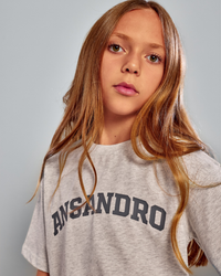 Ansandro Girls Marl Grey & Slate Branded Tee