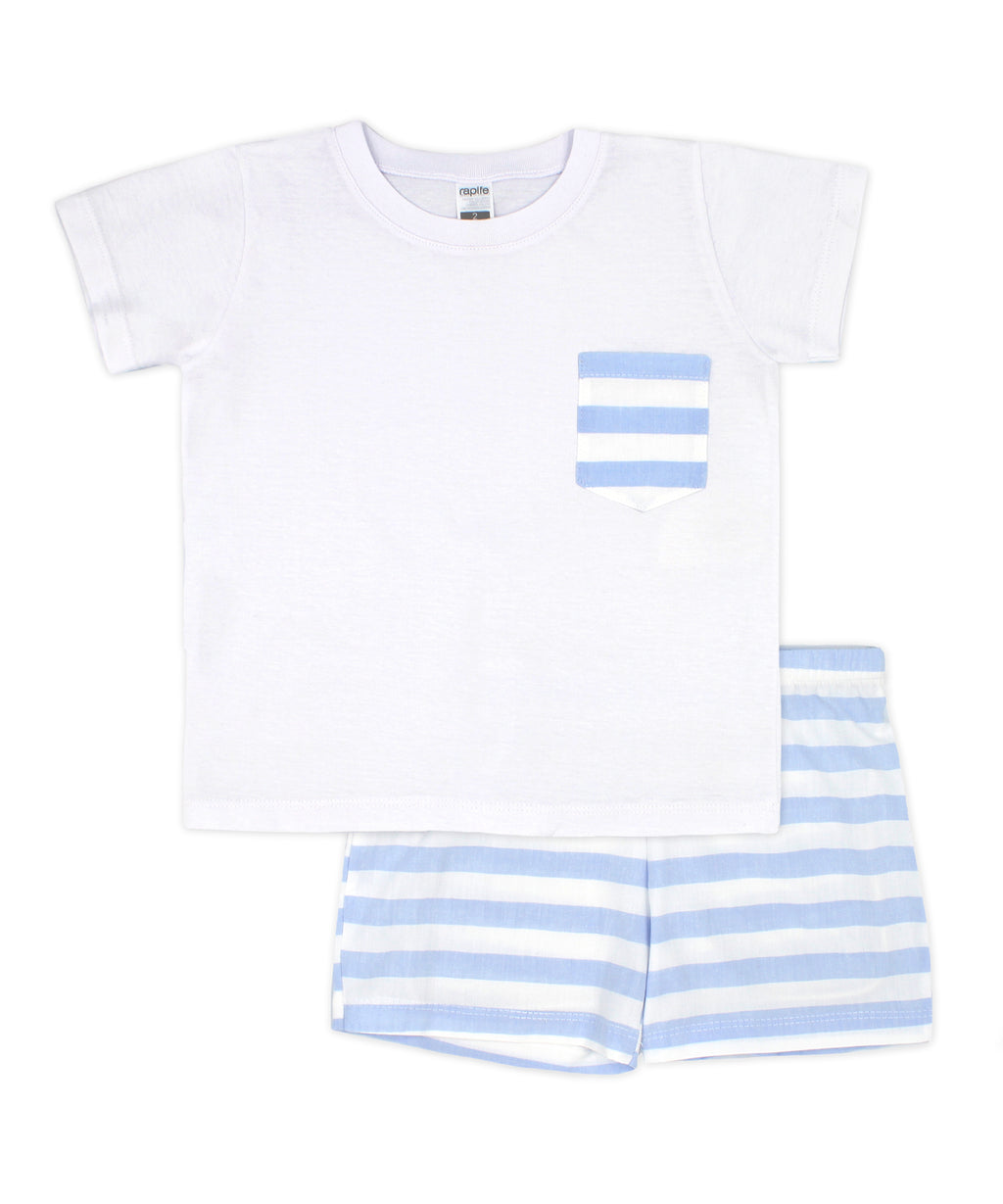 SS24 Rapife White & Blue Stripe Pocket Short Set