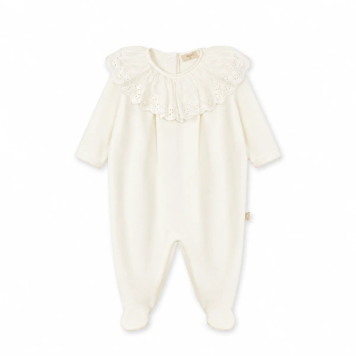 Baby Gi Girls Ivory Velour Broderie Anglaise Babygrow