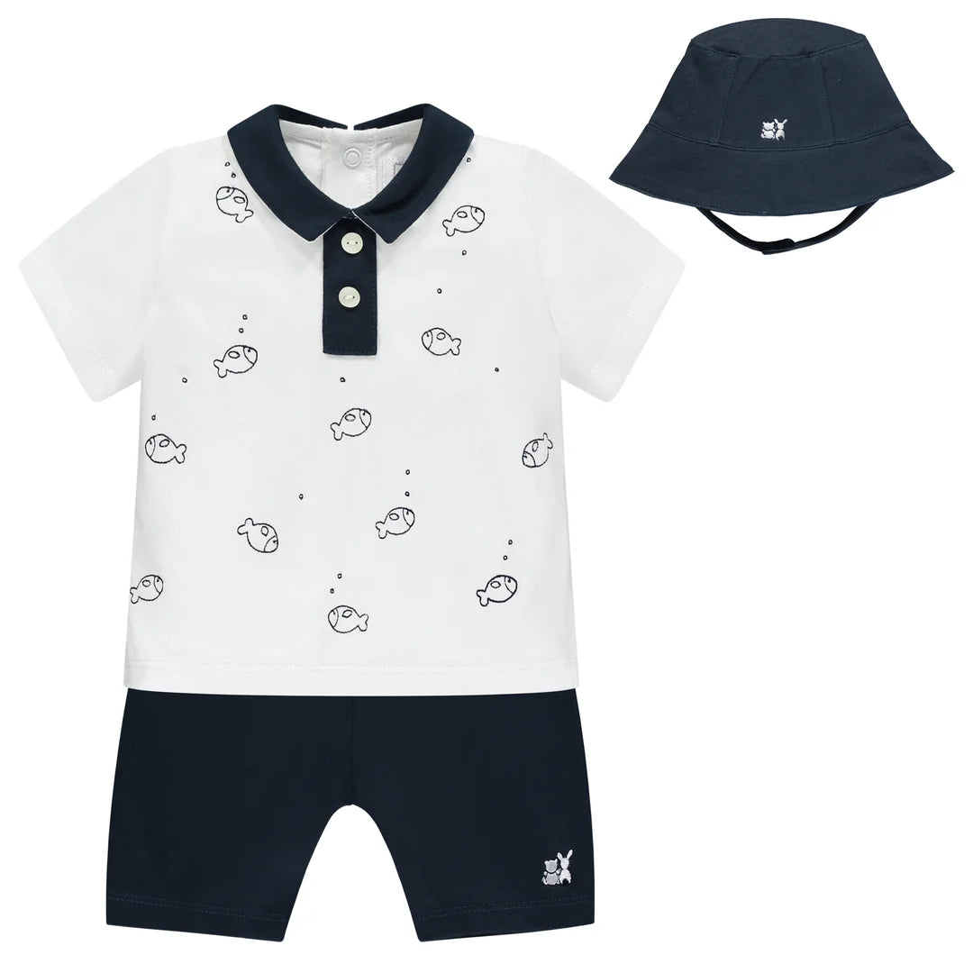 Emile Et Rose Boys DEACON Navy Shorts Set With Hat