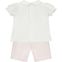 Emile Et Rose FIONA Pale Pink & White Floral Heart Short Set